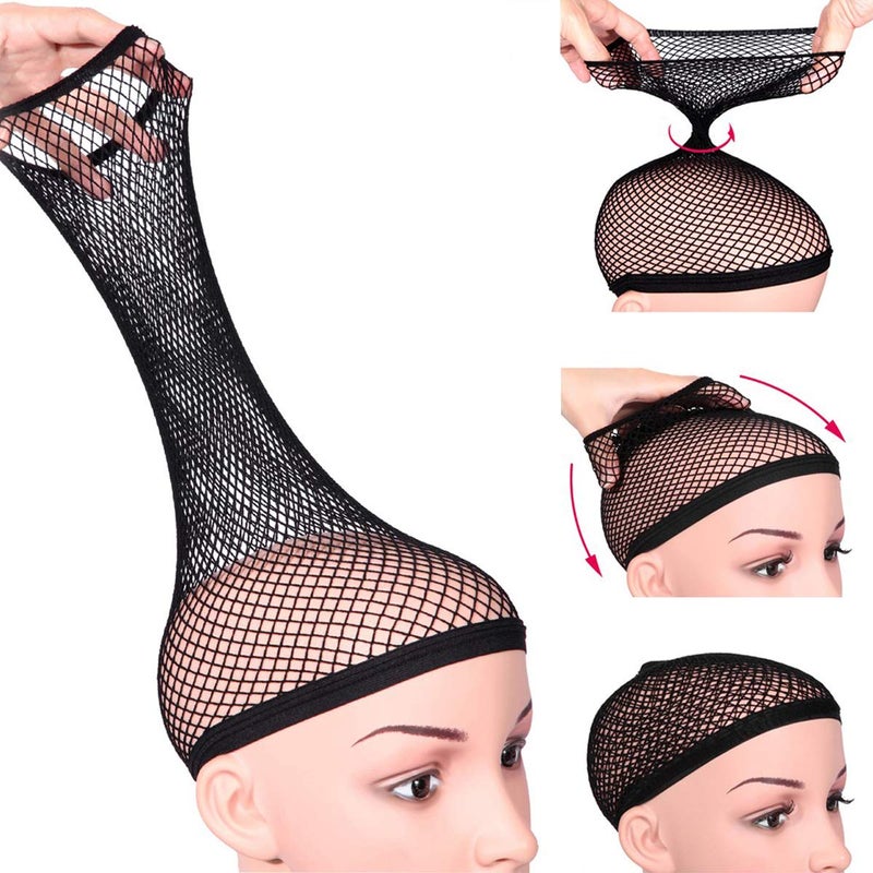 Dreamlover غطاء شعر مستعار أسود من دريم لافر للنساء، غطاء شعر مستعار من الدانتيل، غطاء شعر شبكي للشعر الطويل، 2 قطعة - Image 1